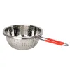 Stainless steel thickened single-handle small hole fruit basket, vegetable washing basin, draining basket, multi-purpose kitchen basket Specification image